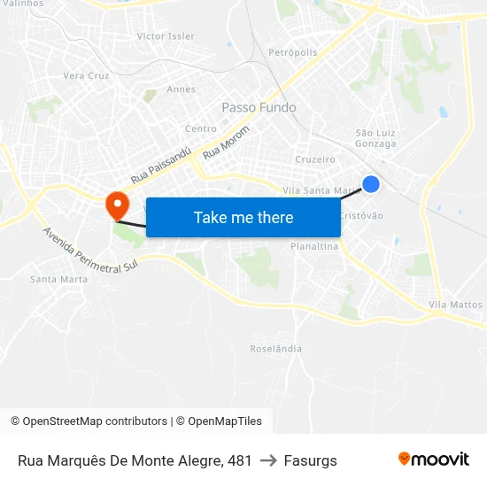 Rua Marquês De Monte Alegre, 481 to Fasurgs map