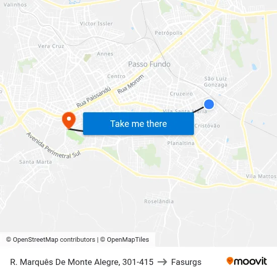 R. Marquês De Monte Alegre, 301-415 to Fasurgs map