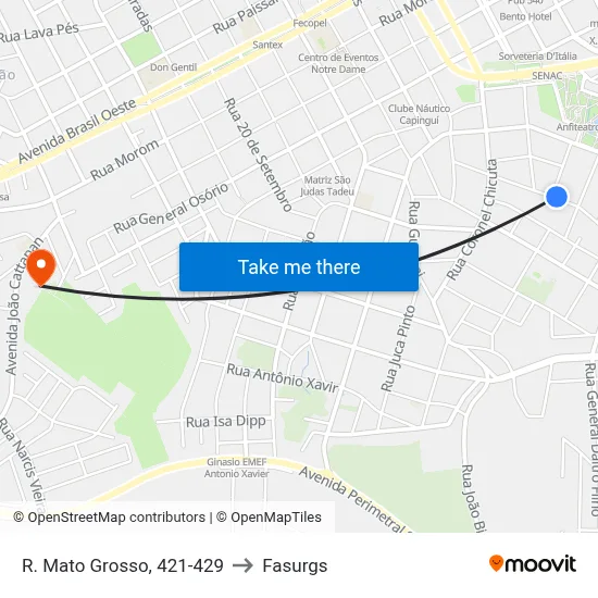 R. Mato Grosso, 421-429 to Fasurgs map