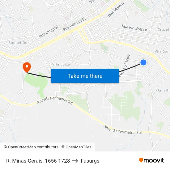 R. Minas Gerais, 1656-1728 to Fasurgs map