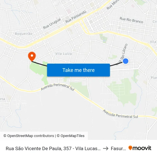 Rua São Vicente De Paula, 357 - Vila Lucas Araujo to Fasurgs map