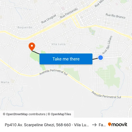 Pp410 Av. Scarpeline Ghezi, 568-660 - Vila Lucas Araujo(Igreja Dos Santos Dos Últimos Dias) to Fasurgs map