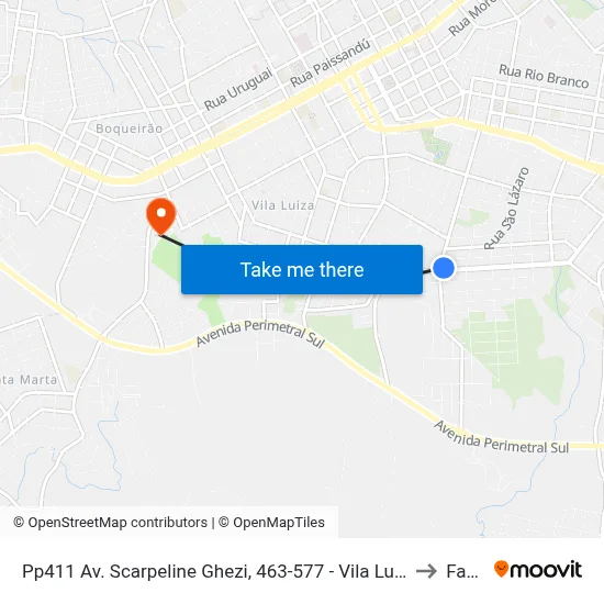 Pp411 Av. Scarpeline Ghezi, 463-577 - Vila Lucas Araujo(Antiga Rádio Planalto) to Fasurgs map