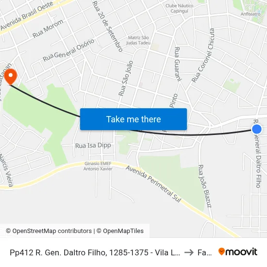 Pp412 R. Gen. Daltro Filho, 1285-1375 - Vila Lucas Araujo(Em Frente Casa 1202) to Fasurgs map