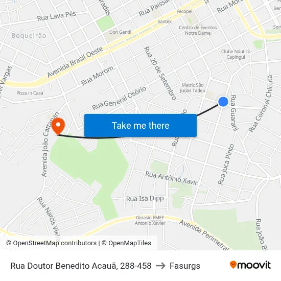 Rua Doutor Benedito Acauã, 288-458 to Fasurgs map