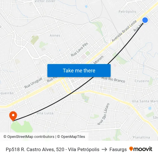 Pp518 R. Castro Alves, 520 - Vila Petrópolis to Fasurgs map