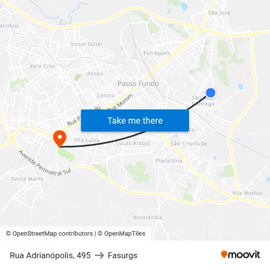 Rua Adrianópolis, 495 to Fasurgs map