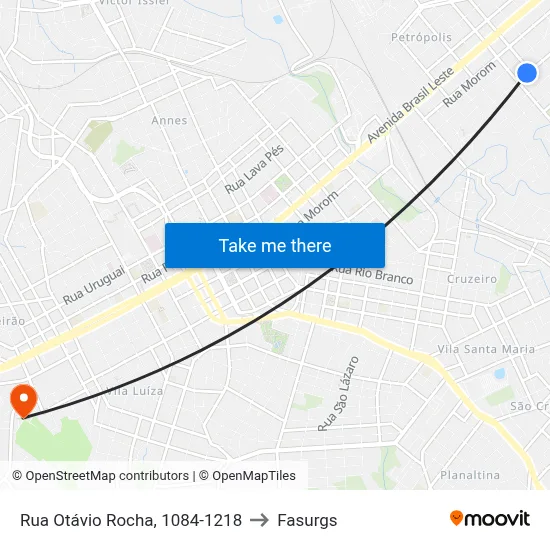 Rua Otávio Rocha, 1084-1218 to Fasurgs map