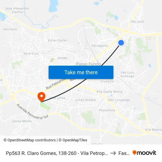 Pp563 R. Claro Gomes, 138-260 - Vila Petropolis(Cemitério Petrópolis) to Fasurgs map