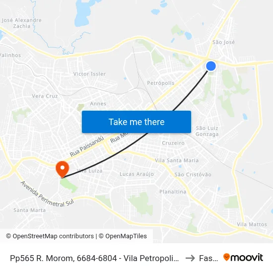 Pp565 R. Morom, 6684-6804 - Vila Petropolis(Em Frente Casa 2548) to Fasurgs map