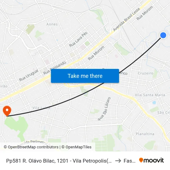 Pp581 R. Olávo Bilac, 1201 - Vila Petropolis(Em Frente Casa 1201) to Fasurgs map