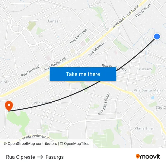 Rua Cipreste to Fasurgs map