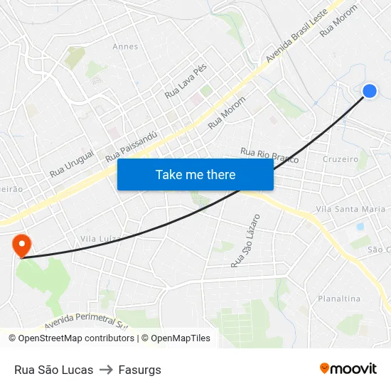 Rua São Lucas to Fasurgs map