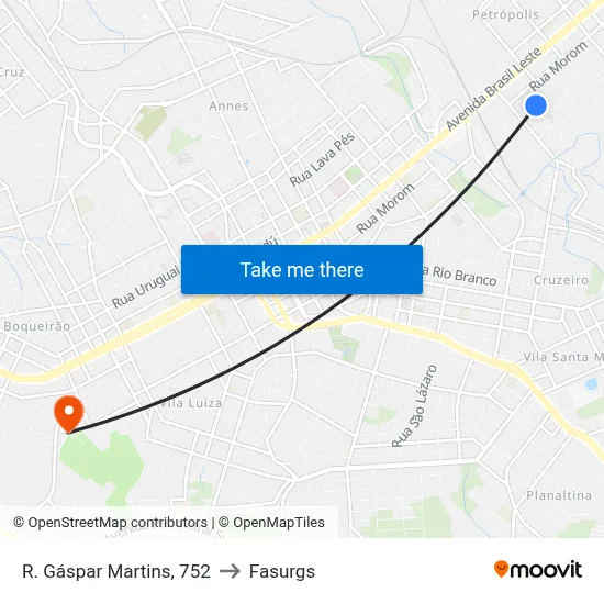 R. Gáspar Martins, 752 to Fasurgs map