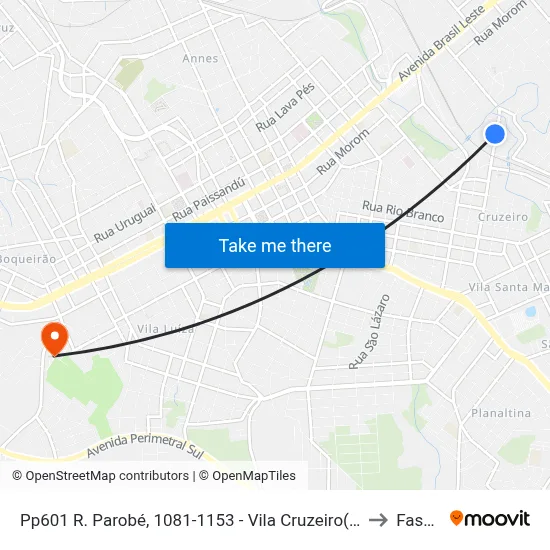 Pp601 R. Parobé, 1081-1153 - Vila Cruzeiro(Par Entre - Rios) to Fasurgs map