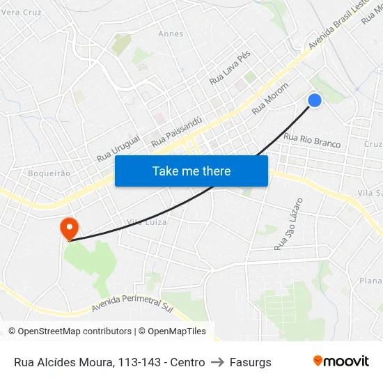 Rua Alcídes Moura, 113-143 - Centro to Fasurgs map