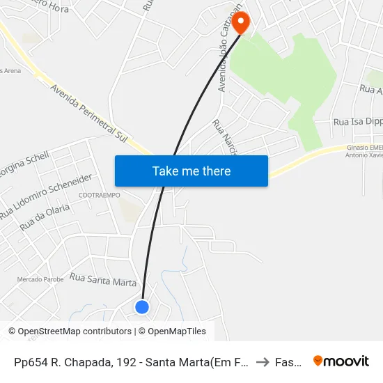 Pp654 R. Chapada, 192 - Santa Marta(Em Frente Casa 65) to Fasurgs map
