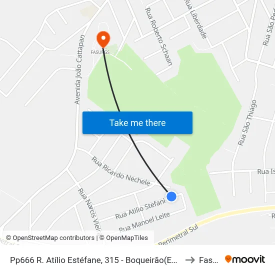Pp666 R. Atílio Estéfane, 315 - Boqueirão(Em Frente Casa 339) to Fasurgs map