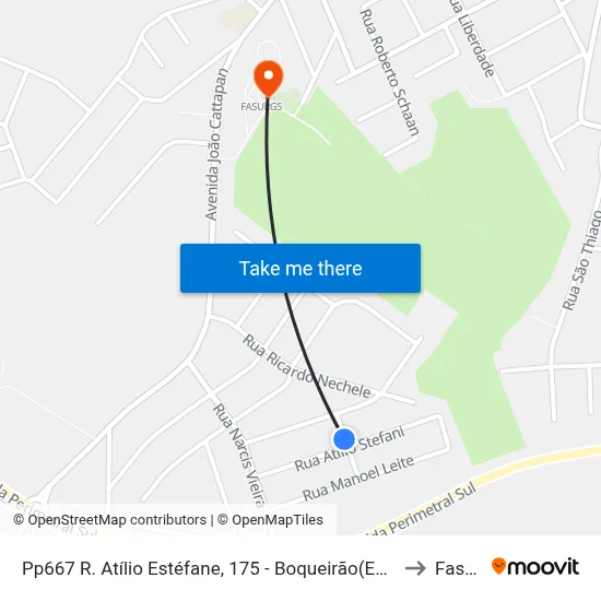 Pp667 R. Atílio Estéfane, 175 - Boqueirão(Em Frente Casa 205) to Fasurgs map