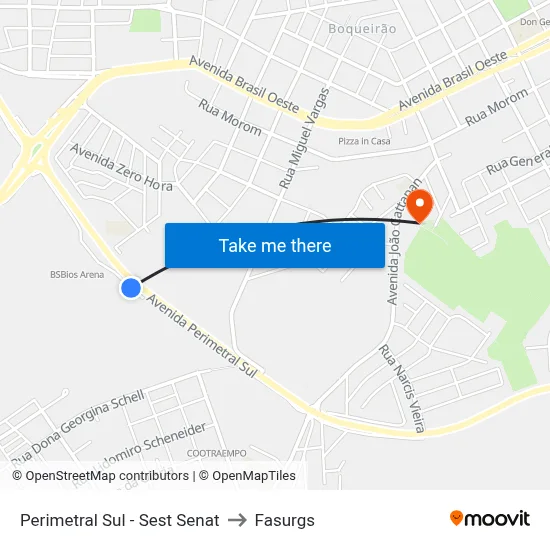 Perimetral Sul - Sest Senat to Fasurgs map