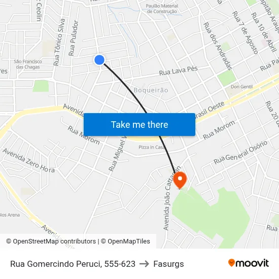Rua Gomercindo Peruci, 555-623 to Fasurgs map