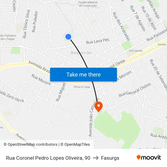 Rua Coronel Pedro Lopes Oliveira, 90 to Fasurgs map
