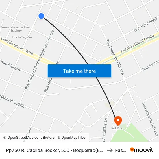 Pp750 R. Cacilda Becker, 500 - Boqueirão(Em Frente Casa 510) to Fasurgs map