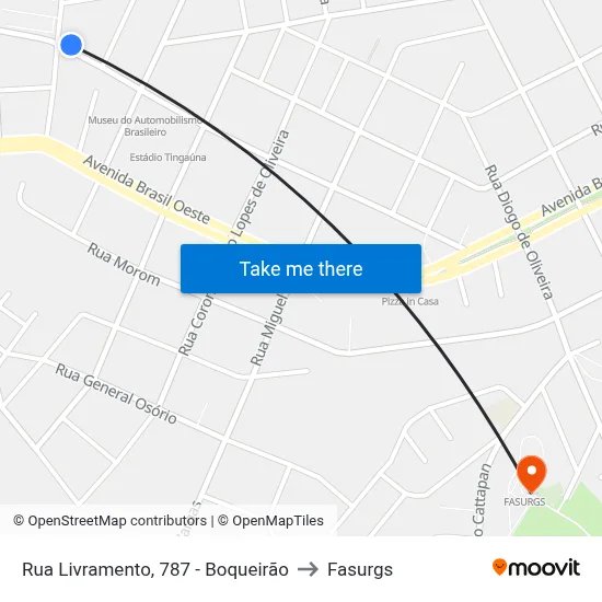 Rua Livramento, 787 - Boqueirão to Fasurgs map