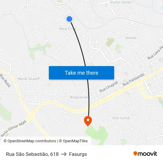 Rua São Sebastião, 618 to Fasurgs map