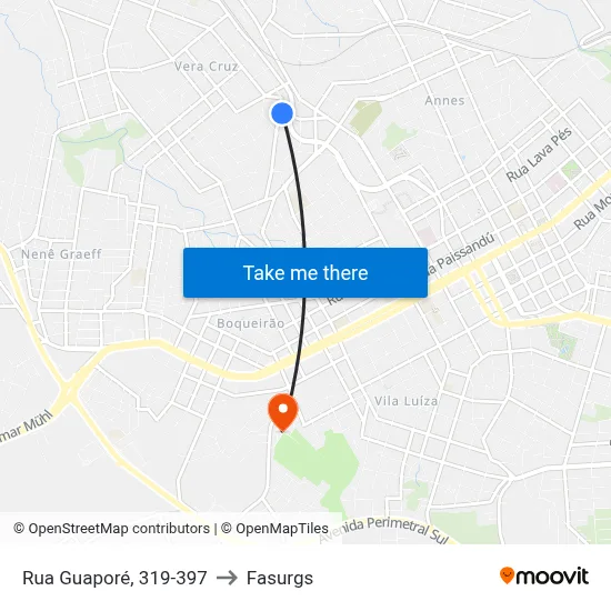 Rua Guaporé, 319-397 to Fasurgs map