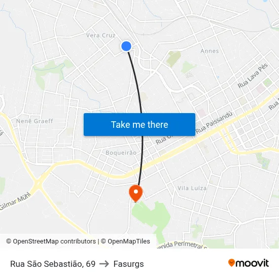 Rua São Sebastião, 69 to Fasurgs map