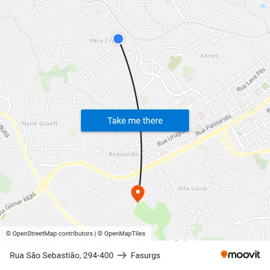 Rua São Sebastião, 294-400 to Fasurgs map