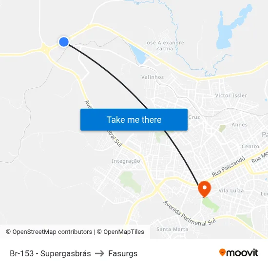 Br-153 - Supergasbrás to Fasurgs map