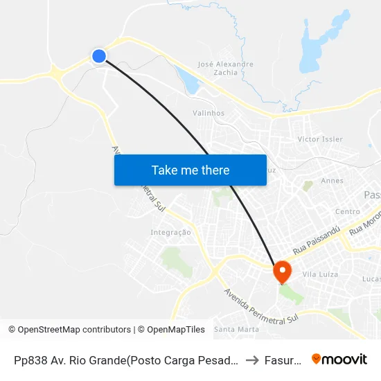 Pp838 Av. Rio Grande(Posto Carga Pesada) to Fasurgs map