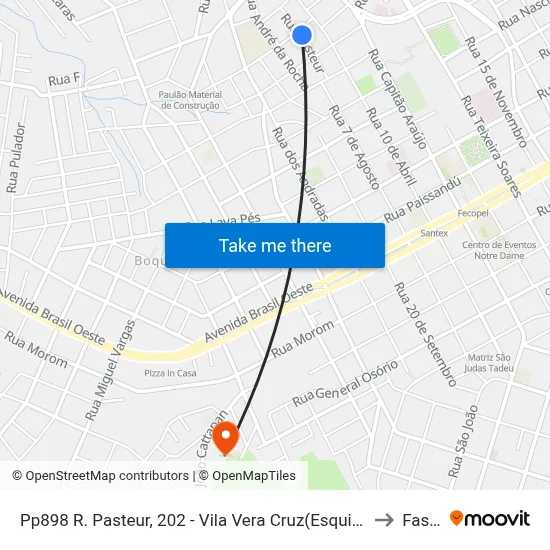 Pp898 R. Pasteur, 202 - Vila Vera Cruz(Esquina Antiga São Miguel Tur) to Fasurgs map