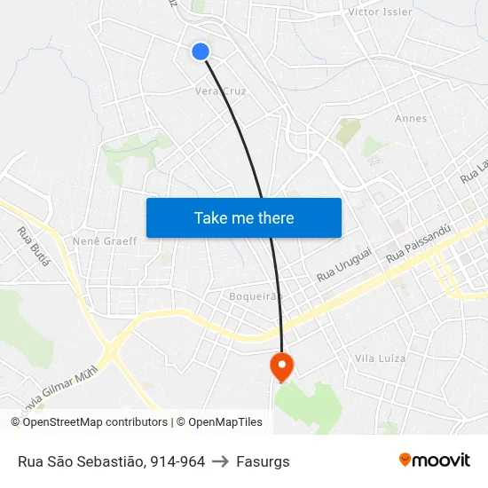 Rua São Sebastião, 914-964 to Fasurgs map