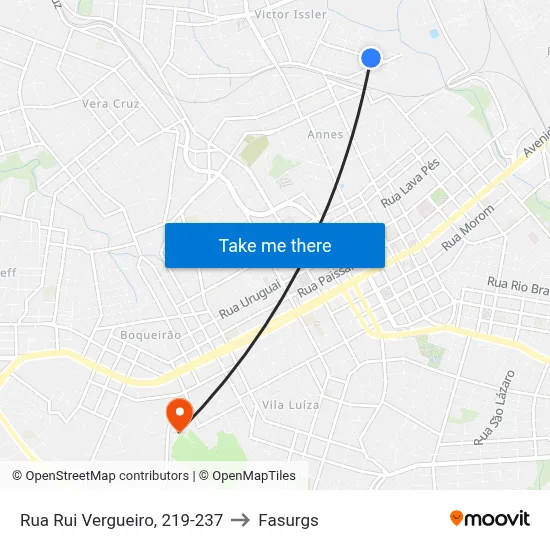 Rua Rui Vergueiro, 219-237 to Fasurgs map