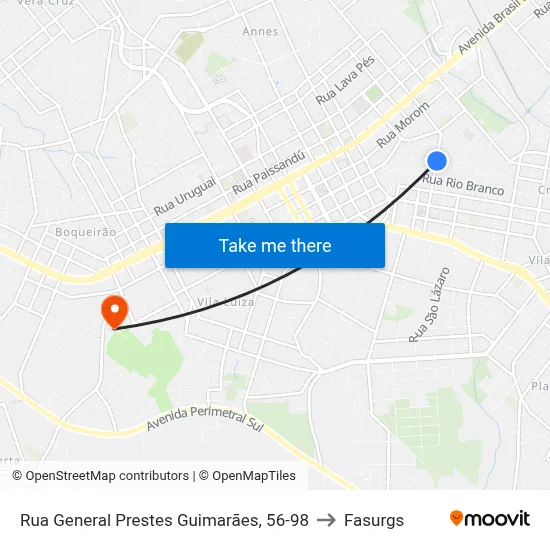 Rua General Prestes Guimarães, 56-98 to Fasurgs map