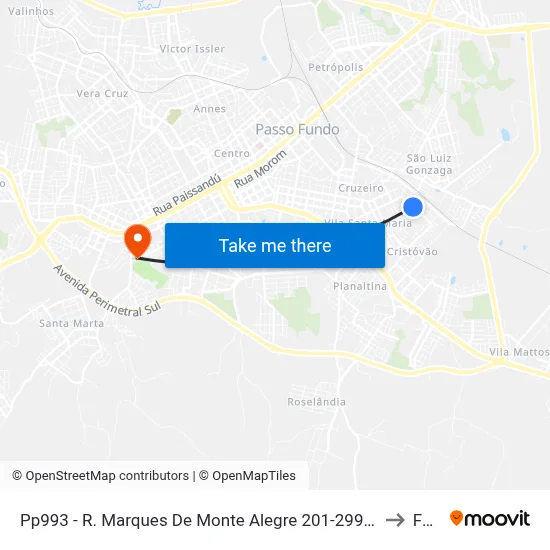 Pp993 - R. Marques De Monte Alegre  201-299 - Vila Santa Maria  Passo Fundo - Rs (Em Frente 224) to Fasurgs map