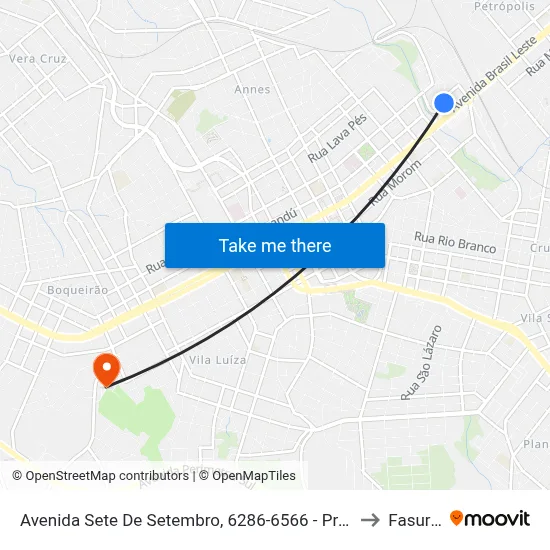 Avenida Sete De Setembro, 6286-6566 - Prefeitura to Fasurgs map