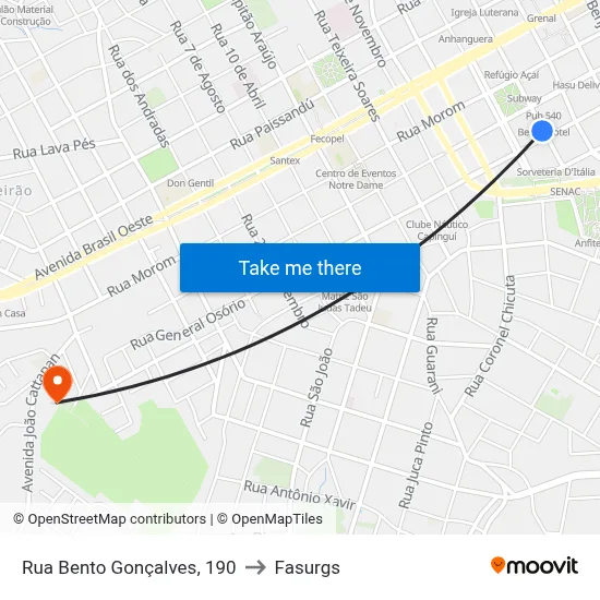 Rua Bento Gonçalves, 190 to Fasurgs map