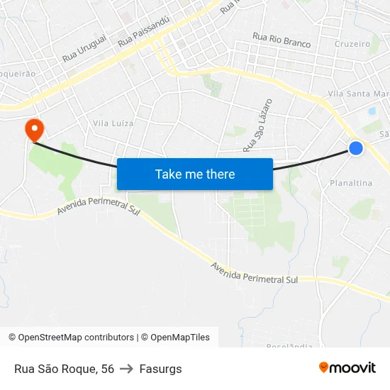 Rua São Roque, 56 to Fasurgs map