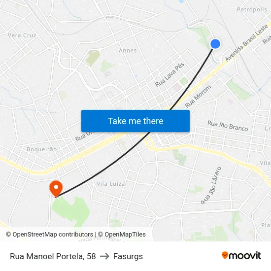 Rua Manoel Portela, 58 to Fasurgs map