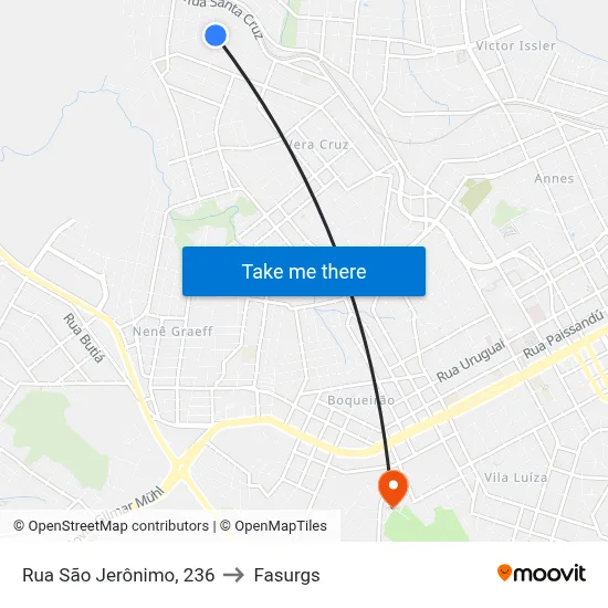 Rua São Jerônimo, 236 to Fasurgs map