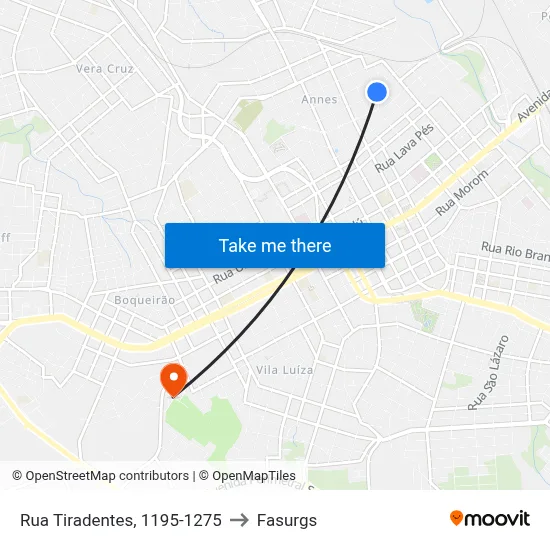 Rua Tiradentes, 1195-1275 to Fasurgs map