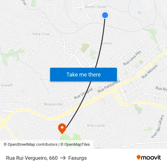 Rua Rui Vergueiro, 660 to Fasurgs map