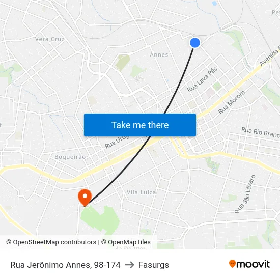 Rua Jerônimo Annes, 98-174 to Fasurgs map