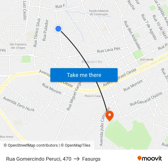 Rua Gomercindo Peruci, 470 to Fasurgs map