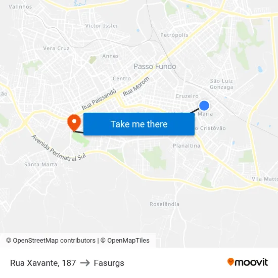 Rua Xavante, 187 to Fasurgs map