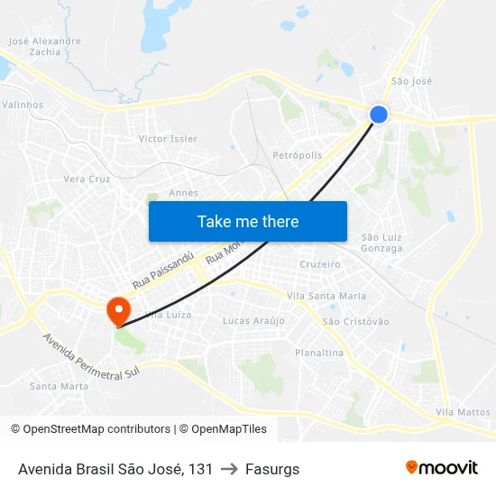 Avenida Brasil São José, 131 to Fasurgs map